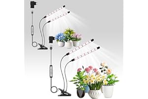 ANPSSSEN 2Confezioni Luci per piante a 2 teste,lampada per piante a forma di V LED,luci di coltivazione a spettro completo per piante,luce per piante da interno, luce per piante,timer automatico 6/12/18H