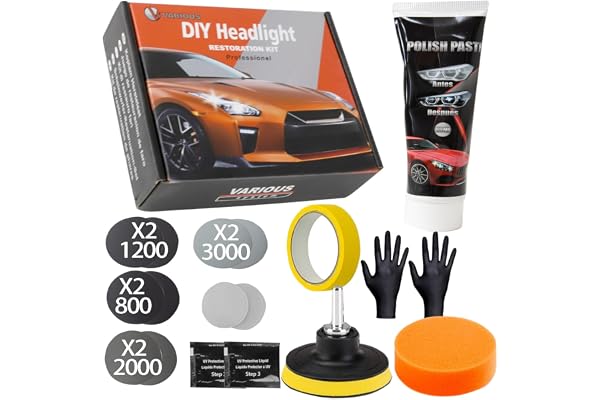 various - Kit de Restauration de phares de Voiture pour restaurer Les phares Troubles, Restaurateur de phares jaunâtres ou usés