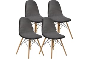 KELUINA Dining Chairs Covers Set of 2/4/6,Style Shell Dining Chair Mid Century Modern Chair Sipcover,Upholstered Dining Accent Side Chair Covers (Dark Gray,4 PCS)