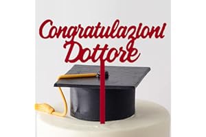 GEBETTER Cake Topper Laurea Topper Torta Scritta Congratulazioni Dottoressa Dottore, Decorazioni Torta Cupcake Laurea in Acrilico Gadget Laurea Addobbi (Dottore-Rosso)