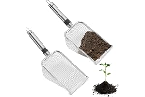 Chingcoo Lot de 2 tamis de jardin, tamis à compost, pelle pour chat en acier inoxydable, tamis de terre, tamis de jardin, tamis à compost avec poignée, tamis de jardin, tamis de jardin, tamis pour