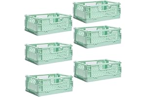 EURXLQ 6 Składane pudełko,plastikowe pudełko do przechowywania,plastikowa skrzynka,możliwość układania w stos i składania,może być używane do przechowywania zabawek,kosmetyków, majst (Zielony, 15×10×6 cm)