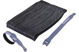 Kabelbinder mit Klett, 20CM 50 Stück Trilancer Wiederverwendbare Klettkabelbinder Kabelklett (Schwarz)