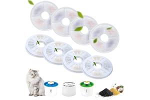 DHOHOO Filtre Fontaine Eau Chat Filtre Fontaine Chat Lot de 8 Filtre Fontaine à Eau pour Chat Compatible avec Distributeur d'eau pour animaux 3L Filtre de Remplacement avec Charbon Actif