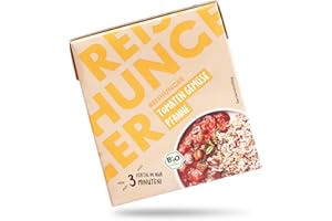 ‎REISHUNGER REISHUNGER 3 Minuten Fertiggericht Mediterranes Tomaten Gemüse (340 ml) - Vegan, Glutenfrei & Ohne Konservierungsstoffe - Nur natürliche Zutaten in Bio-Qualität
