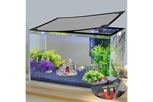 Jaxbo Magnetic Aquarium Cover Lid, DIY Fish Tank lid Anti-Jumping net Cover mesh Terrarium lid Aquarium Hood，Adjustable Size Fit Tank Size Max 35''X19''