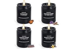 YINUO CANDLE Scented Candles for Men, Scented Candle Set Soy Wax Candles for Home Him, Pack of 4 Men's Scented Candles, Father's Day Gifts for Men, Fragrances of Leather/Oak/Lavender Wood/Smoky Vanilla
