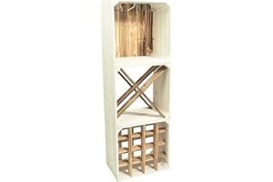 ‎CHICCIE CHICCIE Weinregal Wino aus Holz - Greta Geflammt Weiß Holzkiste (3, Komboset)