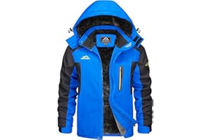 KEFITEVD Veste de Ski d'hiver Imperméable pour Homme Polaire Snowboard Vestes Pêche Randonnée Manteau avec Capuche Amovible