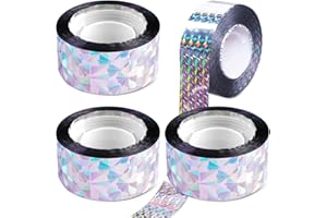 DHISPERARES 4 Rotoli Nastro Riflettente per Uccelli, Riflettente Bifacciale, 50 m X 2,4 cm Nastro Repellente per Uccelli per Piccioni Respingere Piccioni e Uccelli, Protezione di Balconi, Giardini, Orti, Frutteti