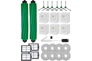 YIVY Kit de Repuesto de 28 Piezas para iRobot Aspiradora Robot Roomba Plus 405/505 Combo/507 Combo: 2 Cepillos Giratorios, 6 Cepillos Laterales, 6 Bolsas para Polvo, 4 Filtros HEPA, 8 Mopas(Serie 400/500)