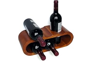 JAC & MOK Hardwood Wine Rack Storage -Wine bottle storage - wine Holder Stand - Freestanding Wine Rack for Countertop (6 Bottles with a hold)