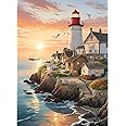 MXJSUA Paint by Numbers Kit for Adults, Paint by Number Kits on Canvas with Brushes Acrylic Pigment, DIY Oil Painting for Home Wall Decor (40x60cm/15.7x23.6 inch) Seaside Garden