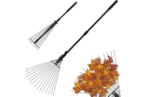 ZENO Garden Rake 25 Tines | Rake for Gardening | 31-67 Inch Adjustable Rakes for Lawns, Artificial Grass & Moss | Heavy Duty Metal Tines & Comfortable Handle | Collapsible Garden Rakes | Black