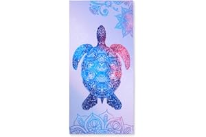 Queenshin Microfibre Beach Towel - Hand Towel Beach Towel Bath Towel Large 150 x 75 cm, Super Absorbent Sand-Free Lightweight Swimming Towels for Men and Women Blue Purple Mandala Turtle
