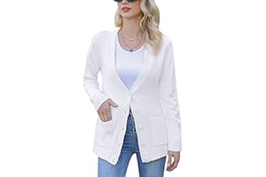 Irevial Cardigan Mujer Manga Larga Chaqueta de Punto Largo Elegante Cárdigan Jersey con Botones Rebecas Casual para Primavera Otoño Invierno