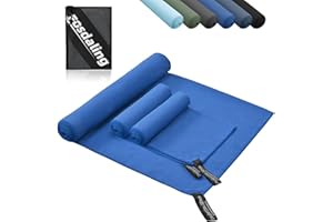 Fosdaling 3er Set Mikrofaser Handtuch: Groß 160×80cm & 2 Klein 80×40cm, Schnelltrocknend Microfaser Sporthandtuch, für Badetuch, Reisehandtuch, Fitness & Sport Handtücher und Strandtuch (Königsblau)