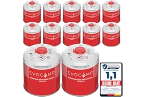 EVOCAMP 12X cartucho de gas Propano Butano 450g, cartucho de rosca europea 7/16", botellas de gas para camping 809ml, bombona de gas, puede utilizarse para barbacoas Weber de la serie Q100/1200