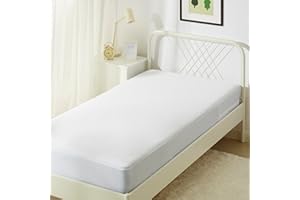 Amazon Basics Funda Protectora de Colchón Impermeable con Cremallera para Cama de 90 - Cubre Colchón Anti Chinches y Ácaros, 90 x 200 x 30 cm, Blanco