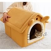 Kedi Evi Yumuşak Kedi Yatağı | Peluş Derin Uyku Evi, &Ccedil;ıkarılabilir Minderli, Isı Yalıtımlı Kışlık Ev | Katlanır Kedi Evi (cam