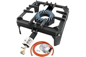 NJ THE RIGHT CHOICE NJ GB-29 Large Gas Boiling Ring Cast Iron Burner Camping Stove Outdoor Catering LPG Cooker 8kW (Butane 21mm Clip-on)