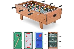 ‎COSTWAY COSTWAY 4 in 1 Spieltisch, Tischkicker & Billardtisch & Hockeytisch & Air Tischtennistisch, Multifunktionstisch aus Holz, Tischfußball für Spielzimmer, Bars, Partys, Kickertisch für Kinder, Erwachsene