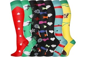 Pnosnesy Compression Stockings, Compression Socks (2/4/6/7 Pairs) for Men and Women, 15-20 mmHg Support Stockings is Best for Athletics, Running, Air Travel