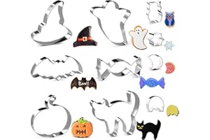 Joyoldelf Moldes Galletas Halloween - 10 Piezas Cortadores Galletas Niños Halloween, DIY Moldes Para Sandwiches Acero Inoxidable Interesantes para Frutas Funcakes Tartas Calabaza Murciélago Fantasma