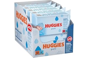 Huggies Pure Toallitas para Bebé, 99% Agua Pura, 12 Packs de 56, Total 672 Toallitas