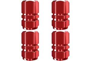 GRIZEF Car Tyre Valve Caps, 4pcs Aluminum Alloy Metal Bike Car Motorcycle ATV Tyre Tire Wheel Valve Dust Caps Covers (Red)