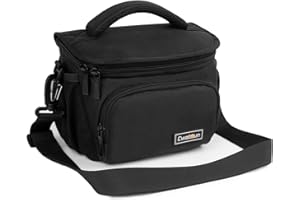 Cwatcun Compact Camera Bag Single Shoulder Crossbody Bag Camera Case Compatible for Canon Nikon Sony SLR DSLR Mirrorless Cameras and Lenses Water Resistant Camera Bag（Small，Black ）