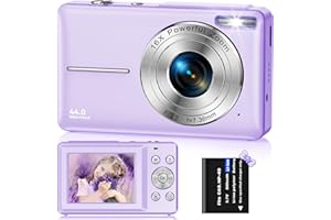 VAHOIALD Digital Camera, FHD 1080P 44MP Digital Cameras Compact, 2.4"" LCD Rechargeable Digital Cameras, Vlogging Camera with 16X Digital Zoom for Kids, Adult, Teenagers, Girls, Boys（Purple）