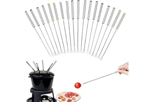 Mengger Fourchettes à Fondue en Acier Inoxydable avec Poignée Résistante à la Chaleur 18 Pièces Fondue pour Fromage Chocolat Viande de Guimauve 9,4 Pouces Barbecue Pot Fourchette