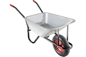 tectake® Wheelbarrow holding 100L, sturdy steel construction with air rubber wheels, ergonomic non-slip handles, ideal for ga