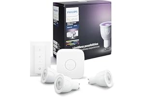 Philips Hue White and Color Ambiance GU10 LED Starter Set, Trois Lampes, Dimmable, Contrôlable via l'application, Compatible avec Amazon Alexa (Echo, Echo Dot)