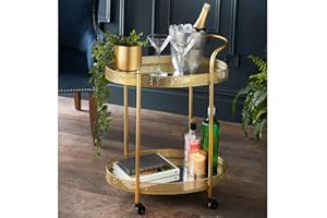 Dylex Gold Drinks Trolley With 2 Mirrored Shelves Art Deco Theme