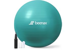 Beenax Thick Strong Exercise Pregnancy Ball 55cm 65cm 75cm, Anti-Burst Gym Swiss Ball with Pump Included for Yoga, Fitness, Labour, Pilates, Stability, Balance