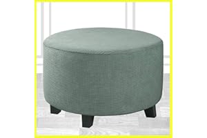 ACDLER Funda Otomana De Elástica Tejido Jacquard, Redonda Funda De Reposapiés De Sofá, Funda para Taburete Extraíble Lavable Protector De Puff con Parte Inferior Elástica (Color : A3, Size : 50-58CM)