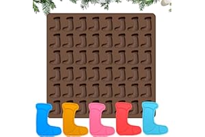 RHSEMI Antiaderenti Stampo per Dolci Torte a Tema Natalizio, Stampo in silicone per Natale, 3D Stampi aTema Natalizio, a Forma di calze, 48 Cavità per cioccolato, fondente, caramelle, gelatina