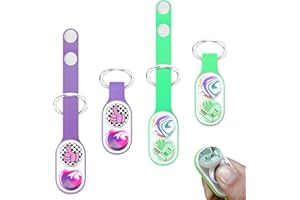 Echehi 2pcs Magnetic Pop Fidget Toys, Portable Stress Relief Fidget Keyring, Anxiety Relief & Focus, Ideal for Adults and Kids. Purple, Green