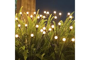 Kevsrer Solar Lights Outdoor Waterproof, Swaying Solar Garden Lights Firefly Lights Decorative Outdoor Lights Yard Lights, Dancing Fireflies Lights for Path Fence (Warm White, 2 Pack 8 LED)