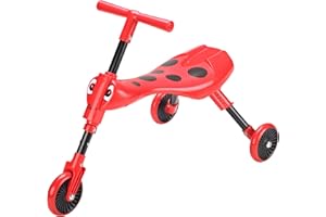 Scuttlebug Triciclo plegable de 3 ruedas para niños de 1 a 3 años, triciclo Beetle, manillar con antena, desarrolla el equilibrio y las habilidades motoras de tu niño pequeño, sin arañazos en la superficie, rojo, negro, 33 cm de ancho x 60 cm de profundidad x 43 cm de alto