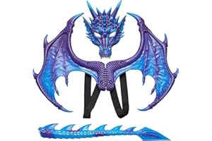 SHENGRUILI Drachen Kostiim,Drachenkostum Kind,Drachenflügel,Halloween Drachen Maske,Drachen Kostim Erwachsene,Dinosaurier Cosplay Set für Kinder Jungen Mädchen Halloween Party Karneval