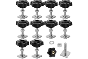 DAIRYCOF 12 Sets T-Slot Nuts M6 x 35 mm, 20 x 20 x 4 mm T-Slot Nuts Roof Rack Including Star Grip Nuts & Washers - Compatible with Roof Racks, Roof Rails, Bicycle Carrier & Rail