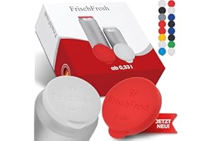 FRISCHFRESH - Couvercle pour canette de boisson : 0,25/0,33-0,5l+ (rouge et blanc, 0,33-0,5l+) (Conforme LFGB & REACH, BPA-free)