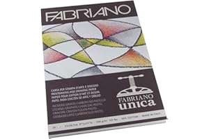 FABRIANO Unica Bloc 1 côté collé, Papier, Blanc, 21 x 29,7 cm, Set de 20 Pièces