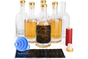 V·COLOKISHI 6 Pack 12 oz Clear Glass Bottles with Airtight Lid, 375ml Liquor Cork Stopper for Wine, Heavy Base Vodka, Kombucha, Mead, Whiskey, Beer, Oil, Beverages, Drinks, Vinegar