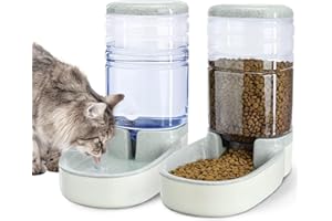 LPVS Distributeur Automatique Chat & Chien 4L (2 Unités) – Distributeur Croquettes Automatique + Distributeur d’Eau pour Animaux – Capacité 3 à 7 Jours – Gamelle Nourriture & Eau Grande Capacité