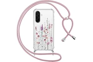 Yoedge Handyband Handyhülle für Samsung Galaxy A56 5G 6,7" Hülle mit Band, Durchsichtig Aesthetic Muster Blumen Case mit Kordel zum Umhängen, Weiche Silikon TPU + PC Stoßfest Cover für Samsung A56, 03