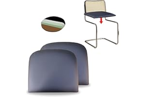 FacilCasa 2 asientos de repuesto de piel sintética para silla Cesca – Breuer, recambio de cojín de paja de viena, acolchado con espuma, lavables, cómodos, (48 x 43 x 5 cm), 2 piel sintética negra